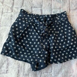 S NEW LOFT Womens Cotton Pull On Shorts Blue White Textured Pockets Drawstrinhg